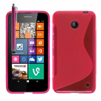 Nokia Lumia 630/ 630 3G/ 635/ 638/ RM-974/ RM-975/ RM-976: Coque silicone Gel motif S au dos + Stylet - ROSE