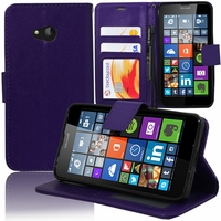 Microsoft Nokia Lumia 640 LTE/ 640 LTE Dual SIM/ 640 Dual SIM: Etui portefeuille Support Video cuir PU - VIOLET