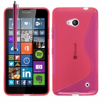 Microsoft Nokia Lumia 640 LTE/ 640 LTE Dual SIM/ 640 Dual SIM: Coque silicone Gel motif S au dos + Stylet - ROSE