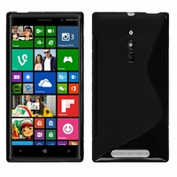 Nokia Lumia 830 RM-984: Coque silicone Gel motif S au dos - NOIR