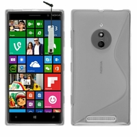 Nokia Lumia 830 RM-984: Coque silicone Gel motif S au dos + mini Stylet - TRANSPARENT