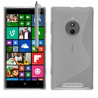 Nokia Lumia 830 RM-984: Coque silicone Gel motif S au dos + Stylet - TRANSPARENT
