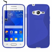 Samsung Galaxy Trend 2 Lite SM-G318H: Coque silicone Gel motif S au dos + mini Stylet - BLEU