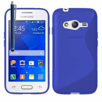 Samsung Galaxy Trend 2 Lite SM-G318H: Coque silicone Gel motif S au dos + Stylet - BLEU