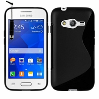 Samsung Galaxy Trend 2 Lite SM-G318H: Coque silicone Gel motif S au dos + mini Stylet - NOIR