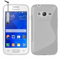 Samsung Galaxy Trend 2 Lite SM-G318H: Coque silicone Gel motif S au dos + mini Stylet - TRANSPARENT