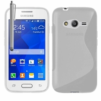 Samsung Galaxy Trend 2 Lite SM-G318H: Coque silicone Gel motif S au dos + Stylet - TRANSPARENT