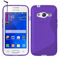 Samsung Galaxy Trend 2 Lite SM-G318H: Coque silicone Gel motif S au dos + mini Stylet - VIOLET