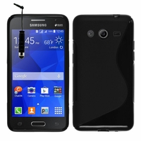 Samsung Galaxy Core II/ Galaxy Core 2 Dual SIM SM-G355H: Coque silicone Gel motif S au dos + mini Stylet - NOIR