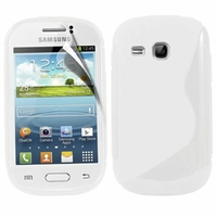 Samsung Galaxy Young S6310 Duos S6312 GT-S6310L: Coque silicone Gel motif S au dos - BLANC