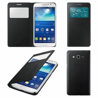 Samsung Galaxy Grand 2 SM-G7100 SM-G7102 SM-G7105 SM-G7106: Etui flip coque S-View support  - NOIR