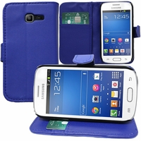 Samsung Galaxy Trend Lite S7390/ Galaxy Fresh Duos S7392: Etui portefeuille Support Video cuir PU - BLEU FONCE