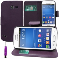 Samsung Galaxy Trend Lite S7390/ Galaxy Fresh Duos S7392: Etui portefeuille Support Video cuir PU + mini Stylet - VIOLET