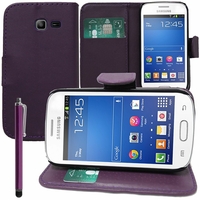 Samsung Galaxy Trend Lite S7390/ Galaxy Fresh Duos S7392: Etui portefeuille Support Video cuir PU + Stylet - VIOLET