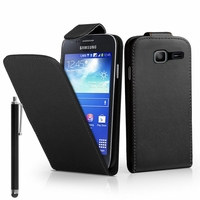 Samsung Galaxy Trend Lite S7390/ Galaxy Fresh Duos S7392: Etui Simili Cuir + Stylet - NOIR