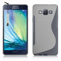 Samsung Galaxy A3 SM-A300F A300FU/ A3 Duos SM-A300F/DS A300G/DS A300H/DS A300M/DS (non compatible Galaxy A3 (2016)): Coque silicone Gel motif S au dos + mini Stylet - TRANSPARENT