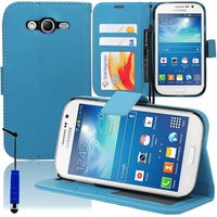 Samsung Galaxy Grand Plus/ Grand Neo/ Grand Lite I9060 I9062 I9060I i9080 I9082: Etui portefeuille Support Video cuir PU + mini Stylet - BLEU