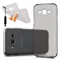 Samsung Galaxy J5 SM-J500F/ J500FN (non compatible Galaxy J5 (2016)): Coque Silicone gel UltraSlim et Ajustement parfait + mini Stylet - GRIS