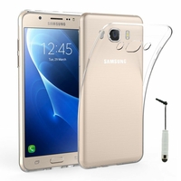 Samsung Galaxy J7 (2016) J710F/ Duos/ J710FN/ J710M/ J710H (non compatible Galaxy J7 (2015)): Coque Silicone gel UltraSlim et Ajustement parfait + mini Stylet - TRANSPARENT