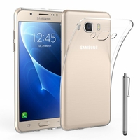 Samsung Galaxy J7 (2016) J710F/ Duos/ J710FN/ J710M/ J710H (non compatible Galaxy J7 (2015)): Coque Silicone gel UltraSlim et Ajustement parfait + Stylet - TRANSPARENT