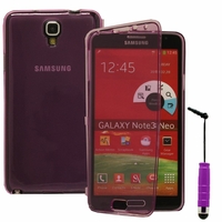 Samsung Galaxy Note 3 Neo / Lite Duos 3G LTE SM-N750 SM-N7505 SM-N7502: Coque Silicone gel Livre rabat + mini Stylet - VIOLET