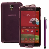 Samsung Galaxy Note 3 Neo / Lite Duos 3G LTE SM-N750 SM-N7505 SM-N7502: Coque Silicone gel Livre rabat + Stylet - VIOLET