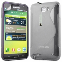 Samsung Galaxy Note N7000/ i9220 LTE: Coque silicone Gel motif S au dos + mini Stylet - TRANSPARENT