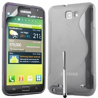 Samsung Galaxy Note N7000/ i9220 LTE: Coque silicone Gel motif S au dos + Stylet - TRANSPARENT