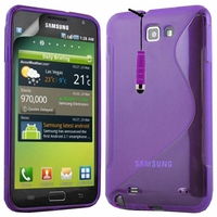 Samsung Galaxy Note N7000/ i9220 LTE: Coque silicone Gel motif S au dos + mini Stylet - VIOLET