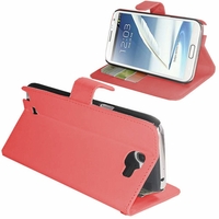Samsung Galaxy Note 2 N7100/ N7105: Etui portefeuille Support Video cuir PU - ROUGE