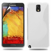 Samsung Galaxy Note 3 N9000/ N9002/ N9005/ N9006: Coque silicone Gel motif S au dos - BLANC