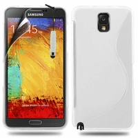 Samsung Galaxy Note 3 N9000/ N9002/ N9005/ N9006: Coque silicone Gel motif S au dos + mini Stylet - BLANC