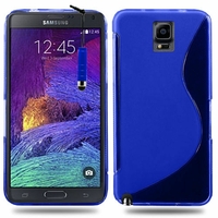 Samsung Galaxy Note 4 SM-N910F/ Note 4 Duos (Dual SIM) N9100/ Note 4 (CDMA)/ N910C N910W8 N910V N910A N910T N910M: Coque silicone Gel motif S au dos + mini Stylet - BLEU