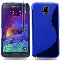 Samsung Galaxy Note 4 SM-N910F/ Note 4 Duos (Dual SIM) N9100/ Note 4 (CDMA)/ N910C N910W8 N910V N910A N910T N910M: Coque silicone Gel motif S au dos + Stylet - BLEU
