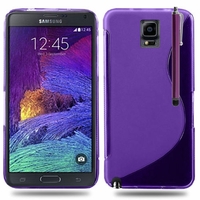 Samsung Galaxy Note 4 SM-N910F/ Note 4 Duos (Dual SIM) N9100/ Note 4 (CDMA)/ N910C N910W8 N910V N910A N910T N910M: Coque silicone Gel motif S au dos + Stylet - VIOLET