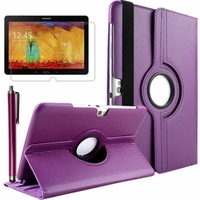 Samsung Galaxy Note 10.1 2014 Edition P600 P601 P605 3G LTE: Etui Cuir PU Support Rotatif 360° + Stylet - VIOLET