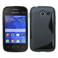 Samsung Galaxy Pocket 2/ Pocket 2 Duos SM-G110B SM-G110B/DS SM-G110H SM-G110M: Coque silicone Gel motif S au dos - NOIR
