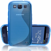 Samsung Galaxy S3 i9300/ i9305 Neo/ LTE 4G: Coque silicone Gel motif S au dos - BLEU