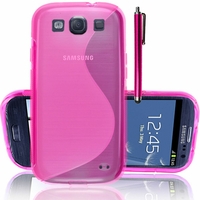 Samsung Galaxy S3 i9300/ i9305 Neo/ LTE 4G: Coque silicone Gel motif S au dos + Stylet - ROSE