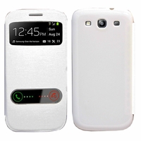Samsung Galaxy S3 i9300/ i9305 Neo/ LTE 4G: Etui flip coque S-View support  - BLANC