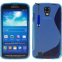 Samsung Galaxy S4 Active I9295/ I537 LTE: Coque silicone Gel motif S au dos + mini Stylet - BLEU