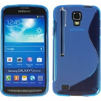 Samsung Galaxy S4 Active I9295/ I537 LTE: Coque silicone Gel motif S au dos + Stylet - BLEU