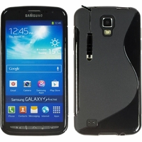 Samsung Galaxy S4 Active I9295/ I537 LTE: Coque silicone Gel motif S au dos + mini Stylet - NOIR