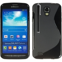 Samsung Galaxy S4 Active I9295/ I537 LTE: Coque silicone Gel motif S au dos + Stylet - NOIR