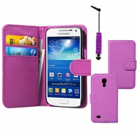 Samsung Galaxy S4 mini i9190/ S4 mini plus I9195I/ i9192/ i9195/ i9197: Etui portefeuille Livre Housse Coque Pochette cuir PU + mini Stylet - VIOLET