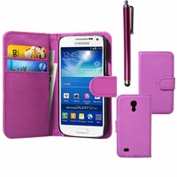 Samsung Galaxy S4 mini i9190/ S4 mini plus I9195I/ i9192/ i9195/ i9197: Etui portefeuille Livre Housse Coque Pochette cuir PU + Stylet - VIOLET