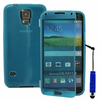 Samsung Galaxy S5 V G900F G900IKSMATW LTE G901F/ Duos / S5 Plus/ S5 Neo SM-G903F/ S5 LTE-A G906S: Coque Silicone gel Livre rabat + mini Stylet - BLEU