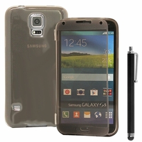 Samsung Galaxy S5 V G900F G900IKSMATW LTE G901F/ Duos / S5 Plus/ S5 Neo SM-G903F/ S5 LTE-A G906S: Coque Silicone gel Livre rabat + Stylet - GRIS