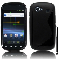 Samsung Nexus S i9020/ i9023: Coque silicone Gel motif S au dos + Stylet - NOIR