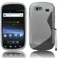 Samsung Nexus S i9020/ i9023: Coque silicone Gel motif S au dos + mini Stylet - TRANSPARENT